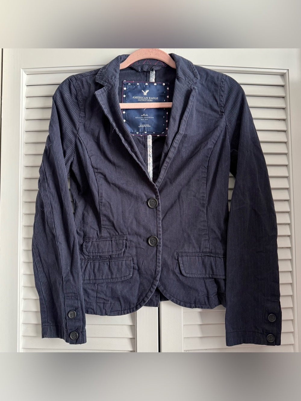 Y2K American Eagle Outfitters Navy Pinstripe Blazer